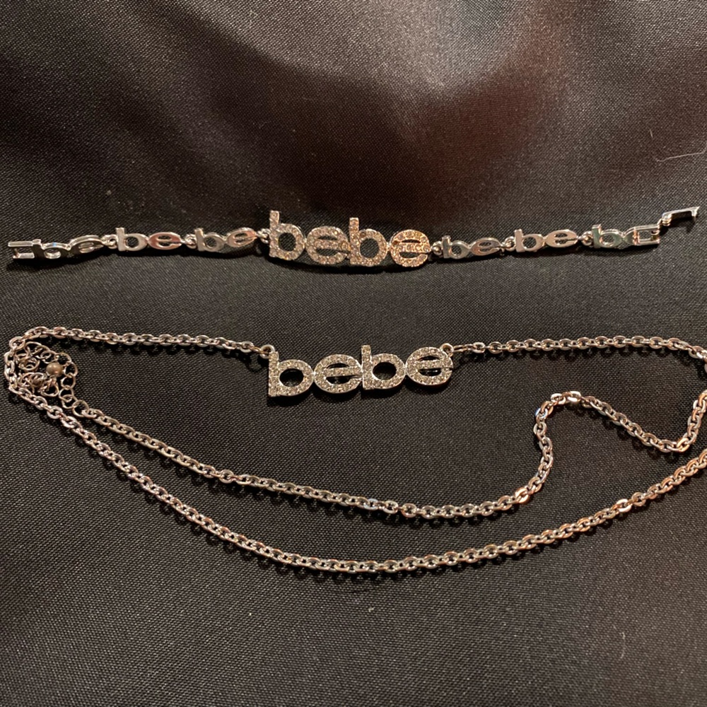 bebe set: logo necklace and bracelet